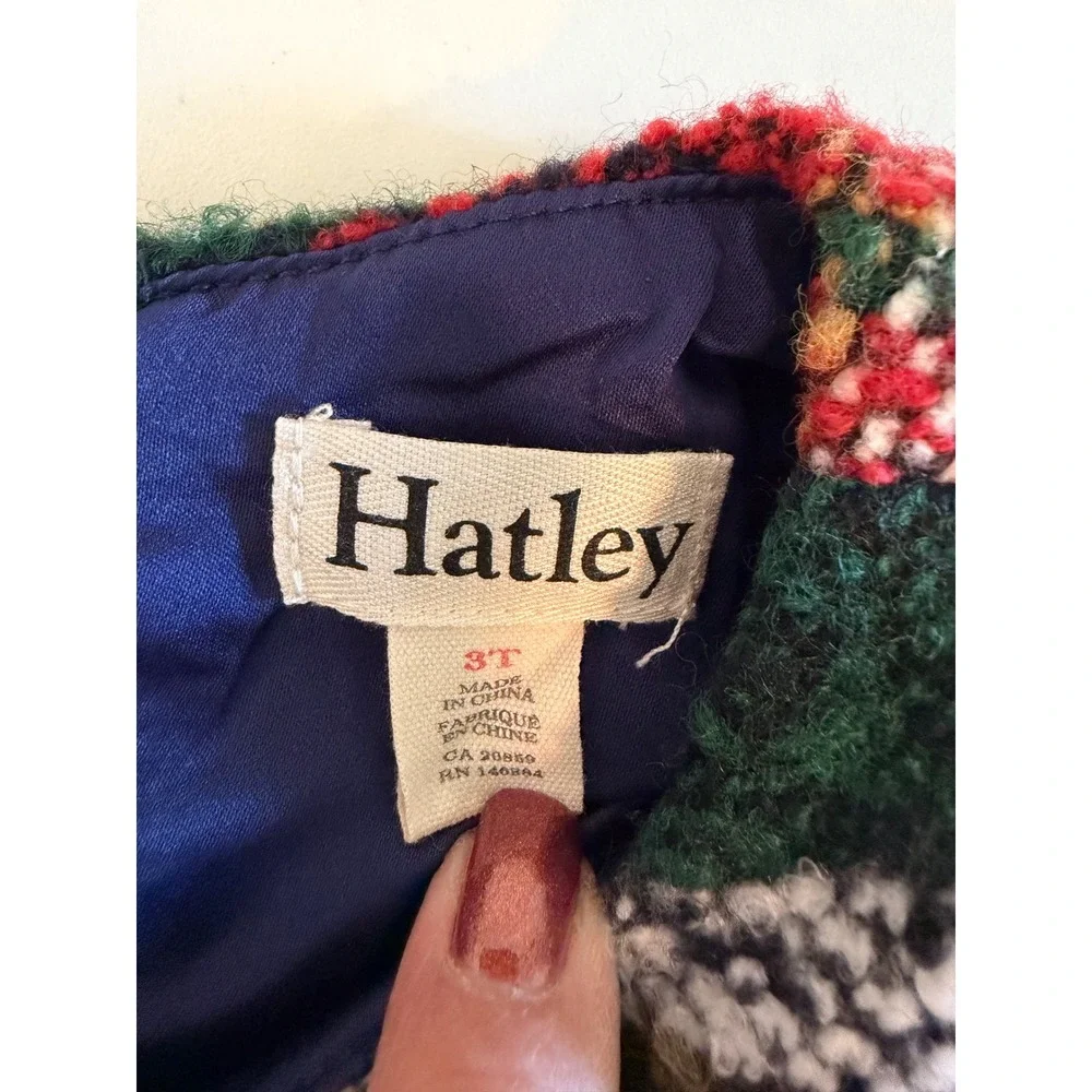 Hatley Girls 3T Plaid Holiday Dress Faux Fur Hem Red Green Tartan Christmas